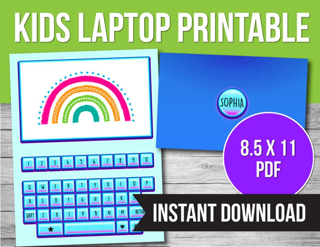 Kids Printable Laptop, Laptop Printable for Kids, Pretend Play ...