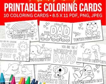 Father&#39;s Day Coloring Cards: Kids&#39; Activity, Printable Card (PDF)