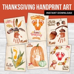 Fall Thanksgiving Handprint Art Footprint Craft, Foot Hand Art Craft, Baby Toddler Kids, Card Gift Activity Memory Keepsake