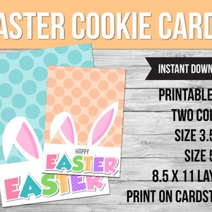 Easter Cookie Cards: Printable Tags, Blue & Yellow (Digital Download)