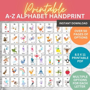 ABC Handprint Art Craft, Alphabet Handprint Art, Handprint Alphabet Craft, Art Phonic Book Printable