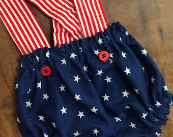 4 de julio Bloomers Suspenders Outfit Diaper Cover Bloomers Outfit 4th Of July Outfit 4th Of July
