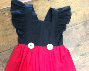 Classic Mickey Mouse Dress Birthday Outfit Mickey Outfit Mickey Birthday Outfit Ruffle Top Outfit