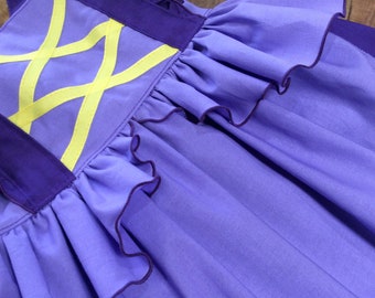 Rapunzel inspiriertes Kleid, Mädchen Rüschen Top Geburtstags Outfit