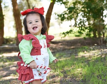 Christmas Candy Cane Fairy Baby Romper Bubble Outfit Christmas in July Outfit Girls Romper Bubble Outfit