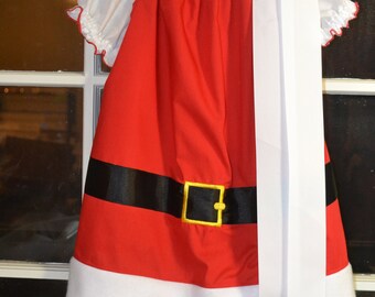 Mädchen Handgefertigte Mrs. Claus Kissenbezug Kleid, Weihnachtsmann Gürtel