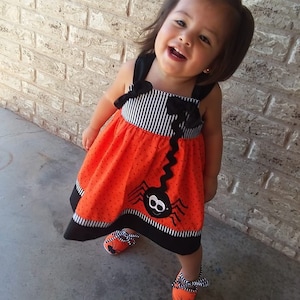 Halloween Baby Girls Spider dress Outfit Halloween Dress Halloween Shoes Halloween Bow Halloween Outfit