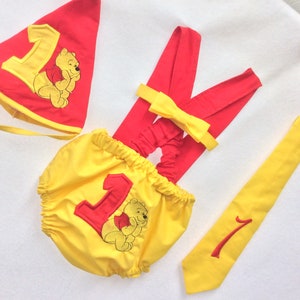 Disney Winnie The Pooh Baby Boys Birthday Smash Cake Outfit Baby Boys Winnie The Pooh 1st Birthday Outfit