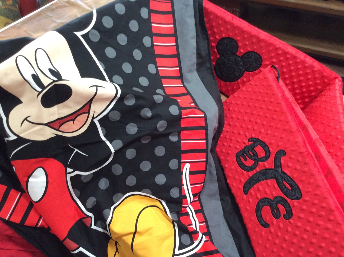 Mickey Mouse Baby Crib Bumper Pads Mickey Crib Pads Disney Etsy