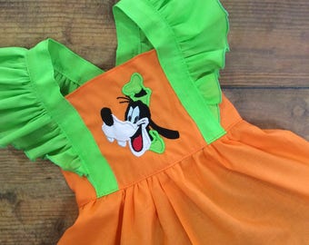 Disney Goofy Geburtstags Outfit, Goofy Kleid, Rüschen Top und Pumphose im Set