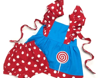 Girls Lollipop Ruffle Dress Birthday Outfit Lollipop Outfit Lollipop Birthday Outfit Ruffle Top Outfit