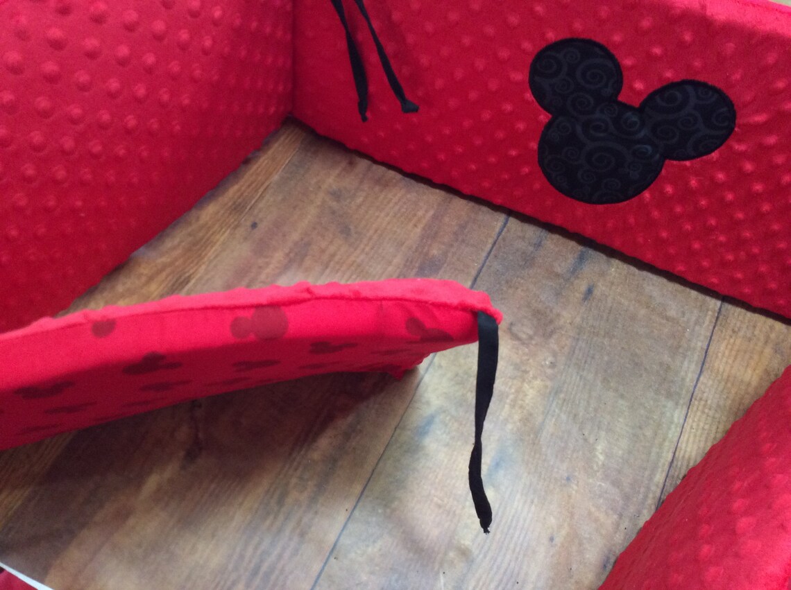 Mickey Mouse Baby Crib Bumper Pads Mickey Crib Pads Disney Etsy
