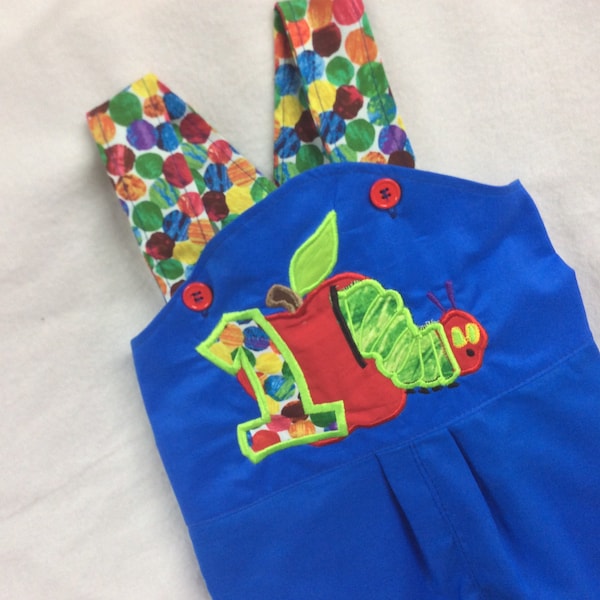 Boys Hungry Caterpillar Longalls/Shortalls Birthday Outfit 1st Birthday Outfit Baby Boys Outfit