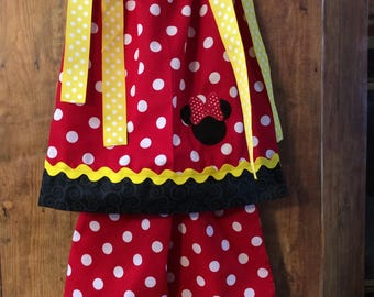 Mädchen Minnie Maus Kissenbezug Kleid, Rüschen Hose Set