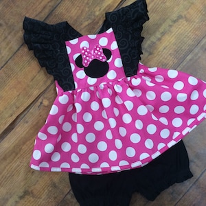 Minnie Mouse Ruffle Top Birthday Outfit Minnie Outfit Minnie Birthday Outfit Ruffle Top Outfit Bloomers