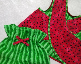 Watermelon reversible baby Girls Outfit Watermelon Baby Girls Shorts Crisscross Top Personalized Monogrammed