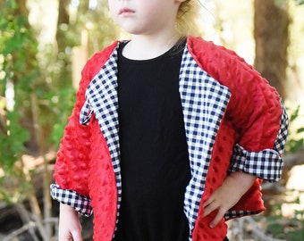 Texas Tech Personalized Kids Coat Jacket Red Black Coat Jacket Kids Jacket Red Minky Coat Child's Minky Coat