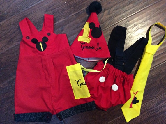 Boys Mickey Mouse Birthday Longalls/Shortalls Halloween Costume Birthday Outfit 1st Birthday Disney Mickey Outfit Baby Boys Outfit