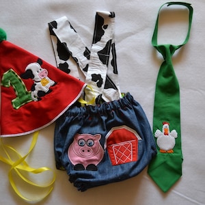 On The Farm Baby Boys Birthday Smash Cake Outfit Baby Boys Farm 1st Birthday Outfit