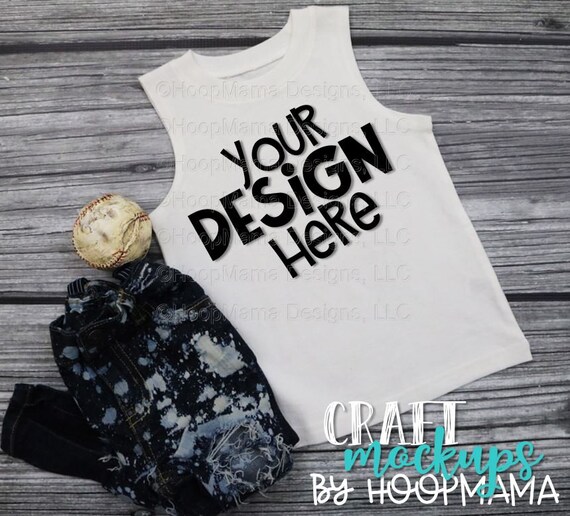 White Generic Tank Mockup Image 3 Baseball Kids