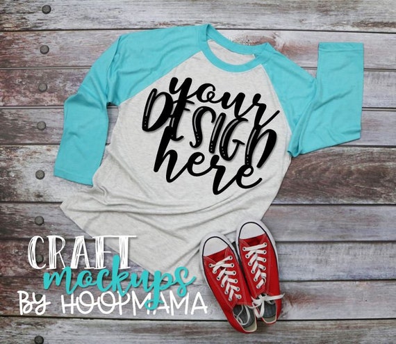Blue Heather Next Level 6051 Raglan T-Shirt Mockup 2 Next