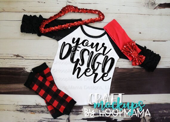 White And Black Ruffle Raglan Mockup Image Psd
