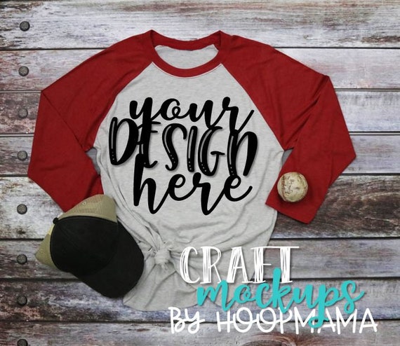 Red Heather Next Level 6051 Raglan T-Shirt Mockup 5