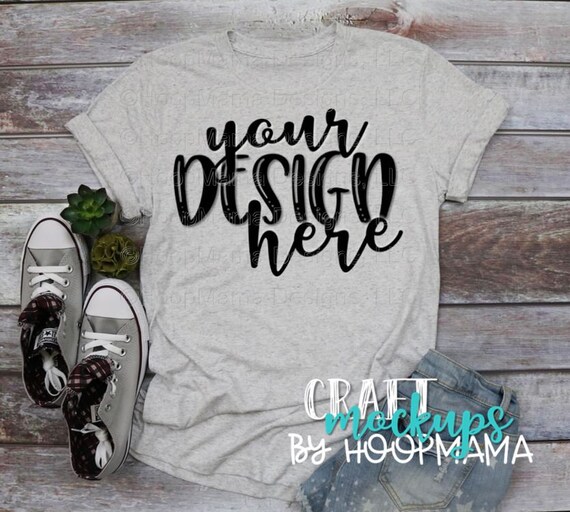 White Fleck Bella Canvas 3413 T-Shirt Mockup 3 Bella