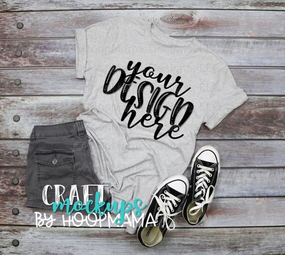 White Fleck Bella Canvas 3413 T-Shirt Mockup 1 Bella