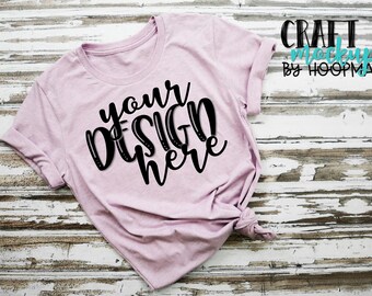 Adult Heather Lilac T-Shirt Mock Up - Bella 3001C - PSD Smart Object File & JPEG Image Included