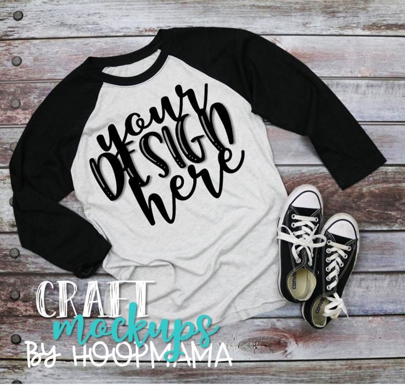 Download Black/Heather Next Level 6051 Raglan T-Shirt Mock-Up 2 Next | Etsy