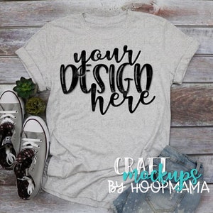White Fleck Bella Canvas 3413 T-Shirt Mock-Up 3- Bella Canvas Collection - PSD Smart Object File & JPEG Image Included