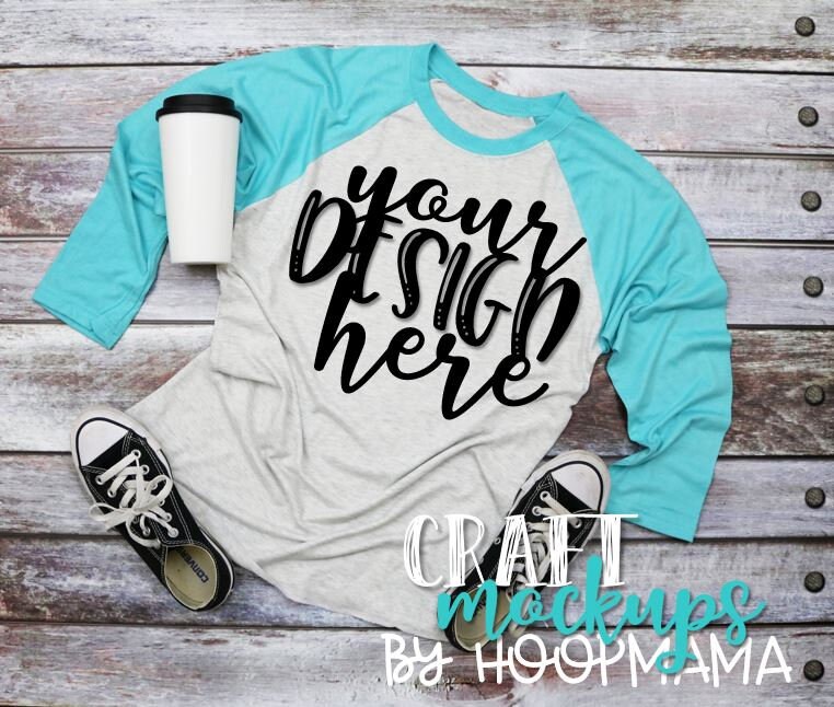 Download Blue/Heather Next Level 6051 Raglan T-Shirt Mock-Up 4 Next | Etsy