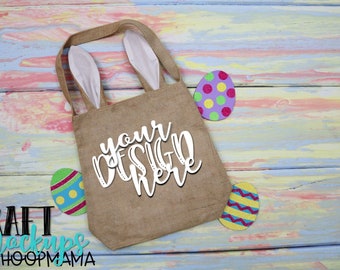 Easter Bunny Ears Tote Bag  - Easter Treasures Collection - PSD Smart Object File & JPEG Image Included