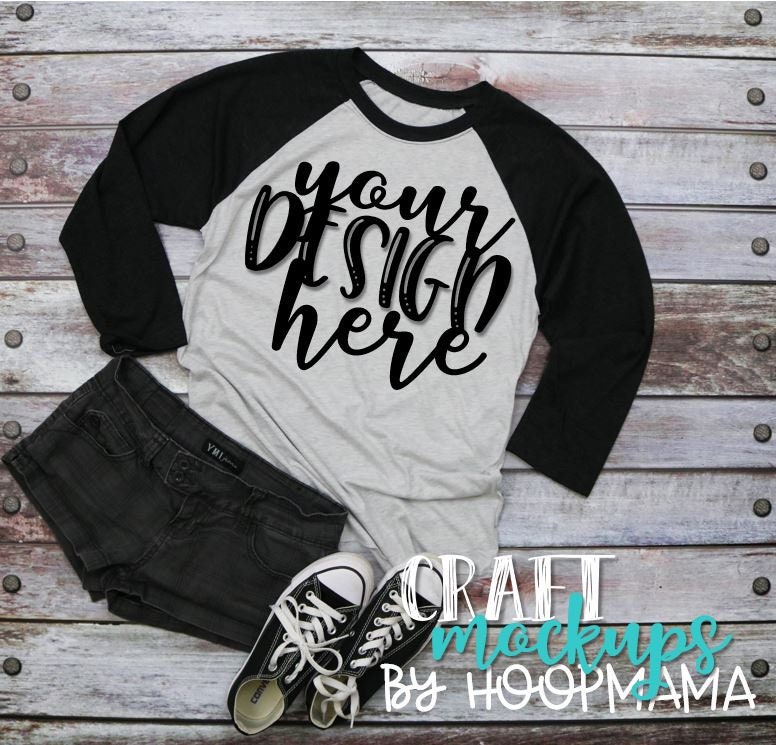 Download Black Heather Next Level 6051 Raglan T Shirt Mock Up 1 Next Etsy