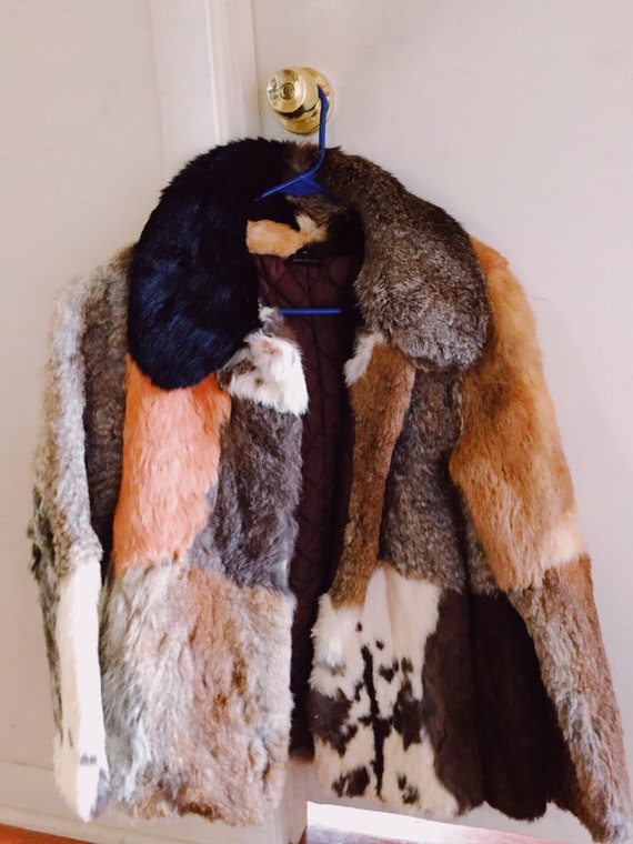 1970s Patchwork Rabbit Fur Coat