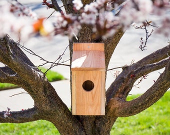 Cedar Birdhouse for Bluebirds, Chickadees, Finches, and Other Small Birds, Handmade, Weather Resistant Wood, Made to Order