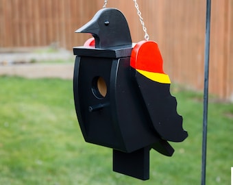 View of Blue and Gold Macaw Parrot Bird House, Yard Art, Birdhouse, Hand ...