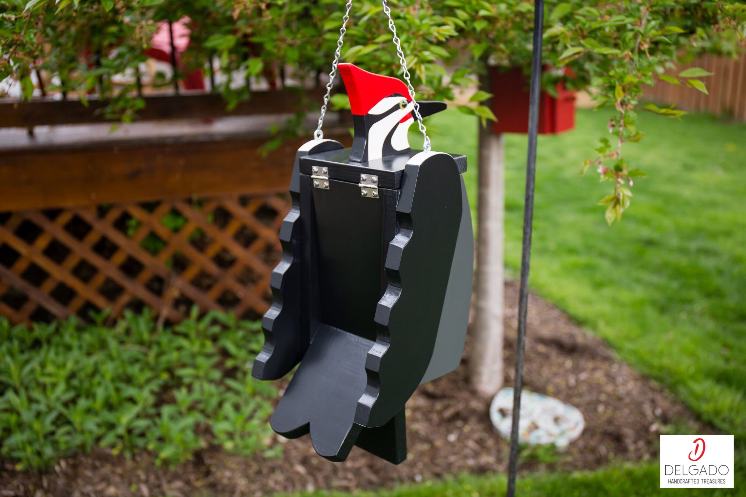 Pileated Woodpecker Bird House Birdhouse Hand Painted Solid Etsy