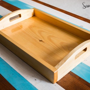 Handmade Wood Serving Tray with Built-In Handles, Custom Stain, Personalized, Made to Order Summers Oak