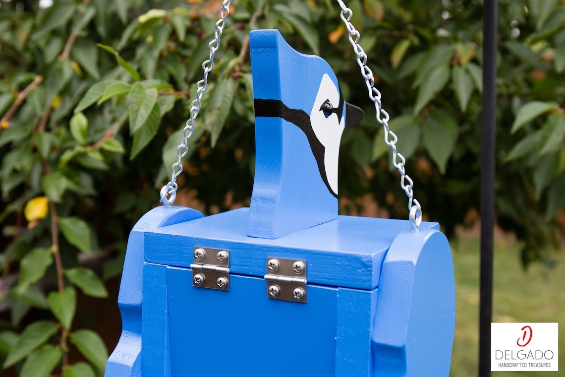 Blue Jay Bird House Birdhouse Hand Painted Solid Wood made Etsy