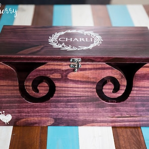 Multipurpose Wood Yarn Box with Divider, Solid Wood, Custom Stain Colors, Personalization Optional, Handmade