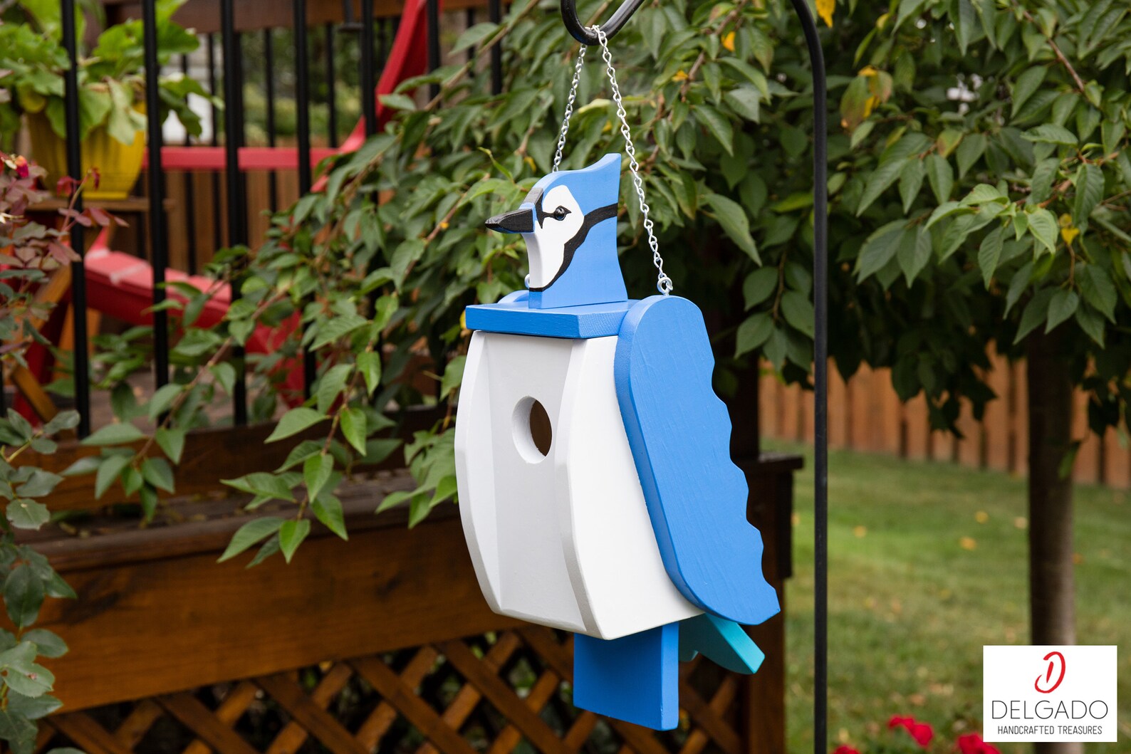 Blue Jay Bird House Birdhouse Hand Painted Solid Wood made Etsy