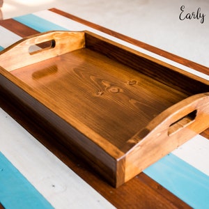 Handmade Wood Serving Tray with Built-In Handles, Custom Stain, Personalized, Made to Order Early American
