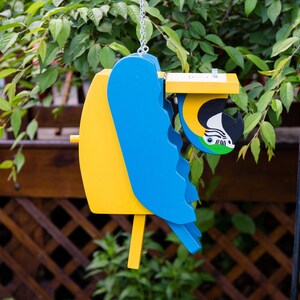 Picture of Blue and Gold Macaw Parrot Bird House, Yard Art, Birdhouse, Hand ...