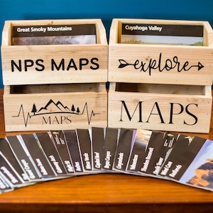 National Park Brochure Map Holder Box, Cedar Wood, Home Decor, Memory Box, Customizable, Made to Order