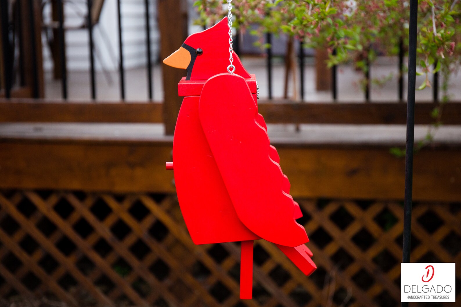 Cardinal Birdhouse Hand Painted Yard Art Handmade Nesting Etsy