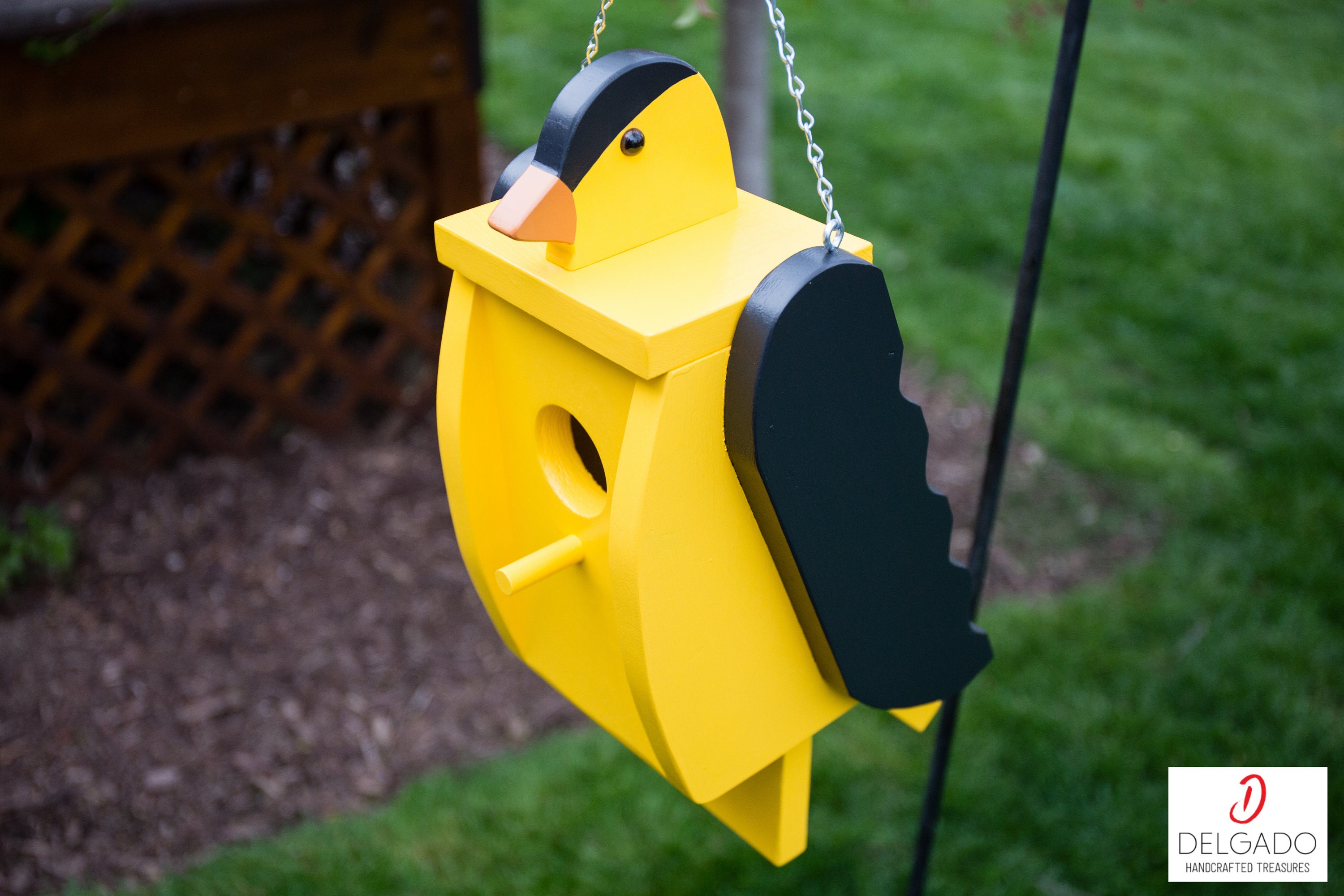 American Goldfinch Bird House Birdhouse Hand Painted Solid | Etsy