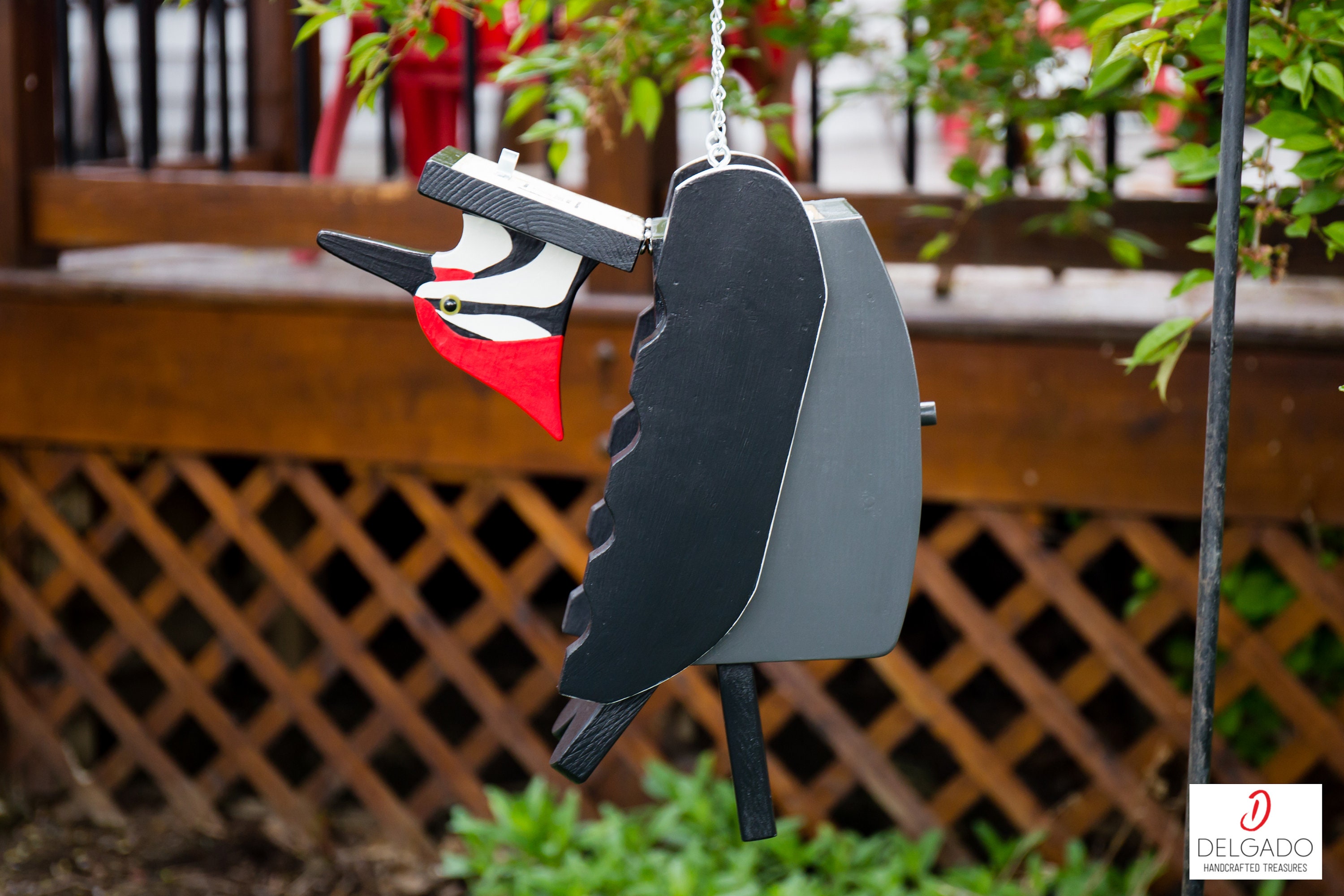 Pileated Woodpecker Bird House Birdhouse Hand Painted Solid Etsy