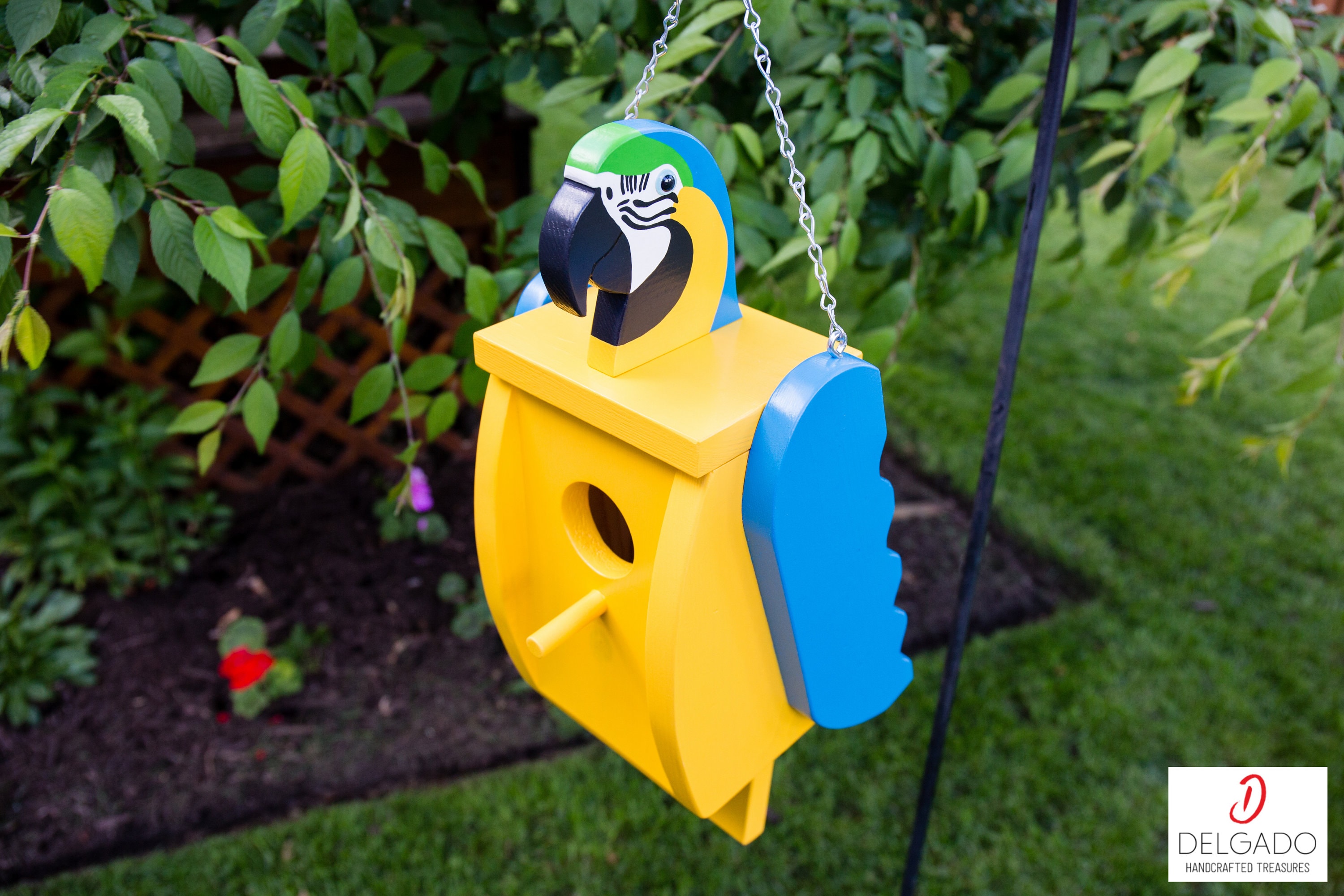 Picture of Blue and Gold Macaw Parrot Bird House Birdhouse Hand | Etsy